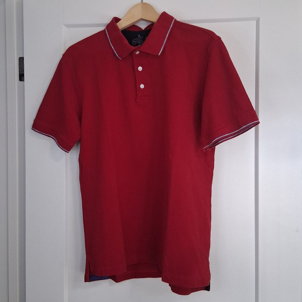 Robert Graham Men's Shirt Large Red Logo Polo Classic Fit 100% Cotton